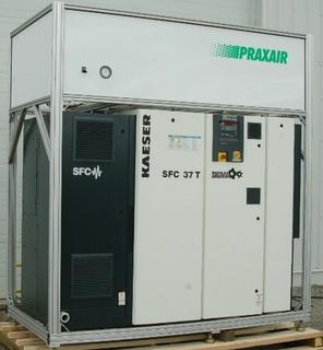 Liberty Model PRX15-1500 Nitrogen Generator Package With N2 Membranes, 50 HP Kaeser Rotary Screw Air Compressor, Coalescing Filters, Aftercooler, Refrigerated Dryer  and Acoustic Enclosure. Nominal Capacity 1500 CFH **Refrigerated Dryer Not Working**.