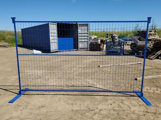 UNUSED 10'x6' Blue Construction Fence, Electro-Galvanized, Powder Coated, c/w 1 Leg + 1 Clip