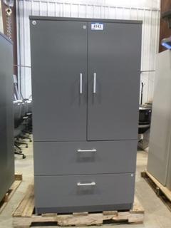 2 Drawer Lateral File Cabinet w/ Storage Cabinet, 36" x 24" x 67" (WW-5-4)
