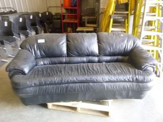 82" Black Leather Couch, 31"H x 36"D *NOTE: Minor Tear On Side Of Couch*