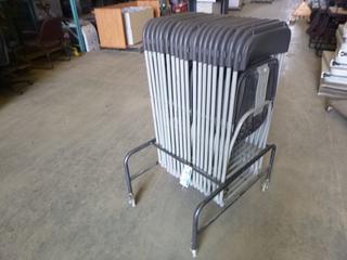 Qty of Plastic Folding Chairs c/w Wheeled Dolly (EWO)
