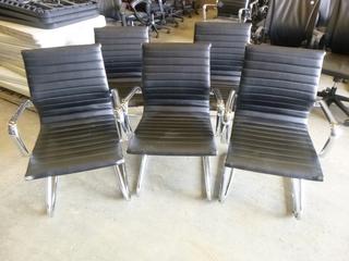 Qty of 5 Leather Guest Chairs