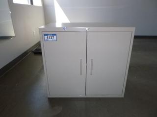2-Door Metal Cabinet w/ Adjustable Shelves, 30" x 18" x 27", *NOTE: No Key (E4-2-3)