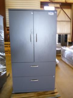 2 Drawer Lateral File Cabinet w/ Storage Cabinet, 36" x 24" x 67" *NOTE: No Key*
