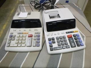 Sharp 12 Digit Printer Calculator, Model EL-2607PIII, C/w Sharp EL-2192RIII - Digital Printing Calculator (F-1)
