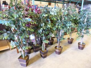 (10) Artificial Plants w/ Base, 1 w/ Lights