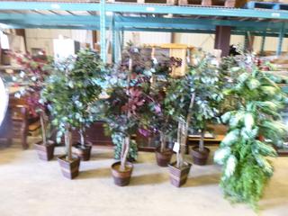 (10) Artificial Plants w/ Base, 1 w/ Lights
