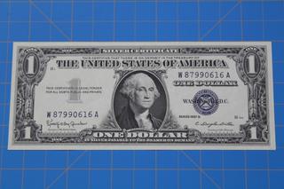 US 1 Bill, Series 1957B, S/N W87990616A