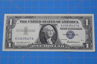 US $1 Bill, Series 1957, S/N K23835427A