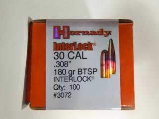Hornady Interlock 30 Cal (308) 180 Gr BTSP 100 Count