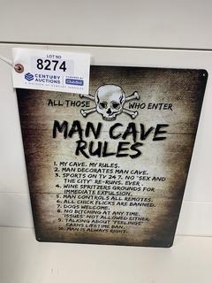 Man Cave Rules Tin Sign