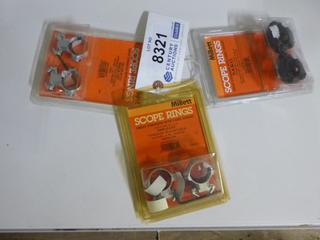 Millett Scope Rings - (1) Weaver Style Angle-Loc Windage Adjustable 1" High Rings, (1) Weaver Style Angle-Loc Windage Adjustable 1" Medium Rings, (1) SAKO Angle-Loc Windage Adjustable 30mm Low Ring