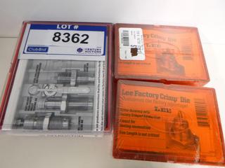Lee Reloading Die 35 Remington, w/ (1) Lee Factory Crimp Die 7/30 Waters, (1) Lee Factory Crimp Die 458 Winchester Magnum