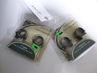 Weaver Scope Mounts, (1) Top Mount 1" Medium (Fits up to 40mm OBJ Lens), (1) Top Mount 1" Low (Fits up to 38mm OBJ Lens)