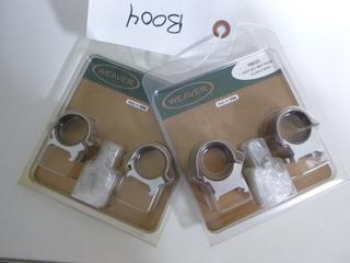 Weaver Scope Mounts, (1) 1" High Mount (OBJ Lens 42mm thru 44mm), (1) 1" Low Mount (OBJ Lens up to 40mm)