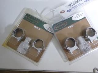 Weaver Scope Mounts, (1) 1" High Mount (OBJ Lens 42mm thru 44mm), (1) 1" Low Mount (OBJ Lens up to 40mm)