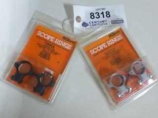 Millett Scope Rings, (1) Tikka Angle-Loc Windage Adjustable 1" Medium Rings, (1) Weaver-Style Angle-Loc Windage Adjustable 1" High Rings
