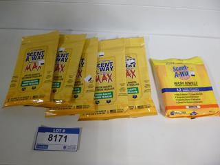 (5 Packs) Scent Away Dryer Sheets, (12) Scent Away Wash Towels