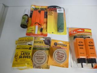(7 pcs) Deer Lure, Scent Dispensers, Drag Rag Scrap Bombs, Cover Scent Waffers, Latex Gloves