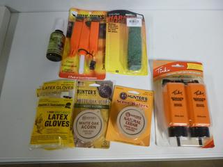 (7 pcs) Deer Lure, Scent Dispensers, Drag Rag Scrap Bombs, Cover Scent Waffers, Latex Gloves