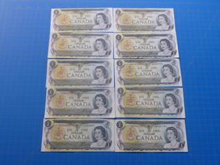 (10) $1 Canadian Bills