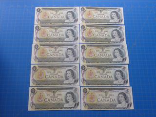 (10) $1 Canadian Bills