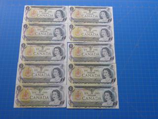 (10) $1 Canadian Bills