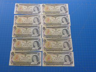 (10) $1 Canadian Bills