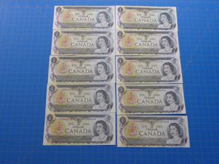 (10) $1 Canadian Bills