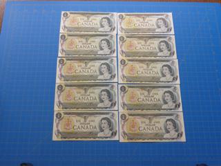 (10) $1 Canadian Bills
