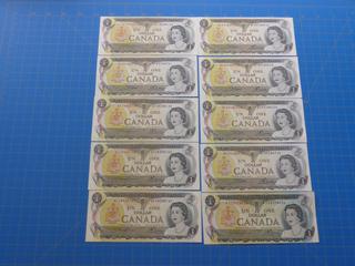 (10) $1 Canadian Bills