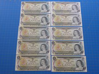 (10) $1 Canadian Bills