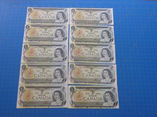 (10) $1 Canadian Bills