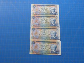 (4) $5 Canadian Bills