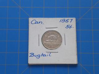 1957 Canada 5 cents Bugtail