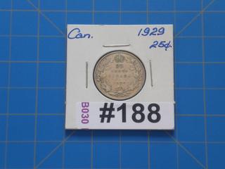 1929 Canada 25 cents