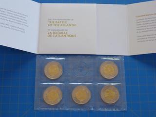2016 Canada 75th Anniversary The Battle of The Atlantic 5pcs Loonies