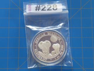 2014 Somali $5 African Wildlife Elephant 1oz .999 Silver
