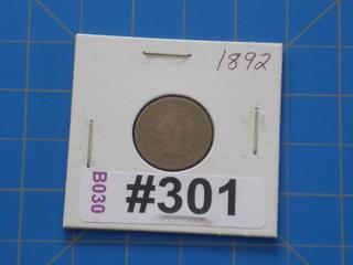 1892 USA Indian Head 1 cent