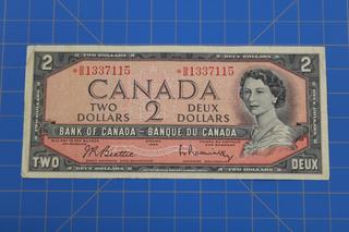 1954 Bank of Canada $2 Beattie/Rasminsky *BB1337115 REPLACEMENT