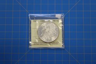 1886 US $1 Silver Coin, Certification # XTL 538