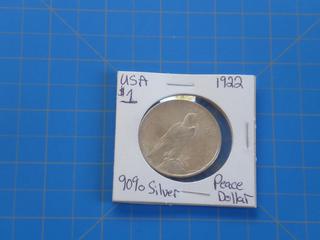 (1)1922  US Silver Peace Dollar