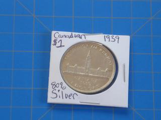 (1) 1939 Canadian Silver Dollar