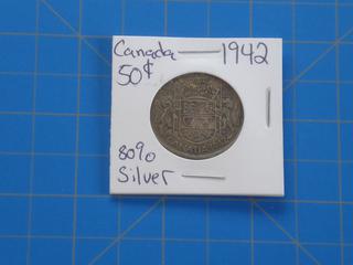 (1)1942 Canadian Silver Half Dollar