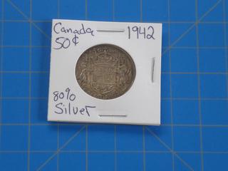 (1)1942 Canadian Silver Half Dollar
