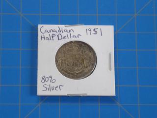 (1)1951 Canadian Silver Half Dollar
