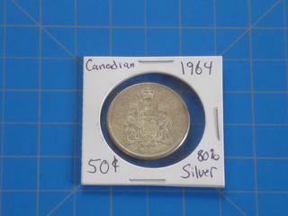 (1)1964 Canadian Silver Half Dollar