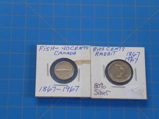 1867 - 1967 Dime and Nickel