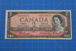 1954 Bank of Canada $2 Beattie/Rasminsky *BB0194478 REPLACEMENT