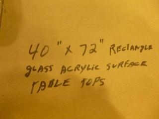 (3) 40" x 72" Rectangular Glass Acrylic Surface Table Tops (W-2-4-1)